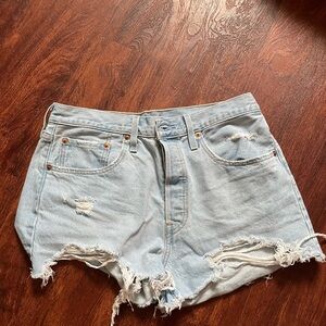 Levi's Light Blue Distressed Jean Shorts